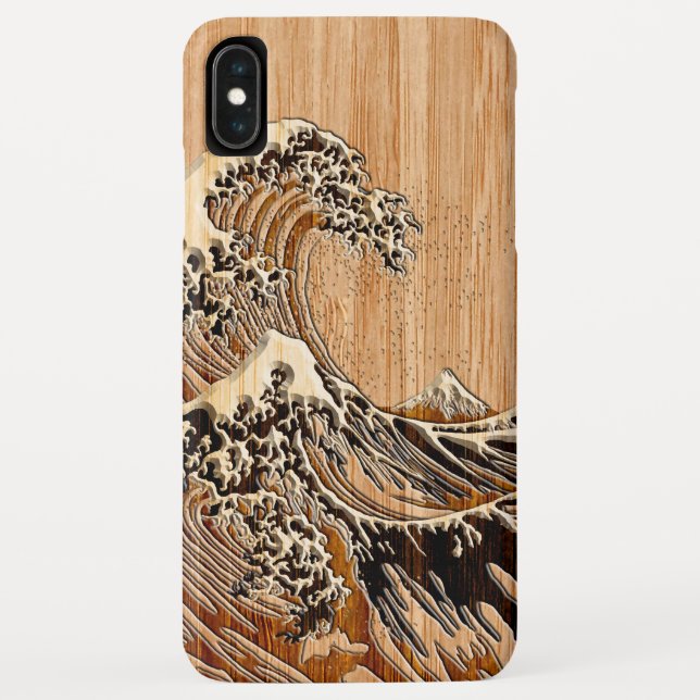 The Great Hokusai Wave Bamboo Wood Inlay Style Case-Mate iPhone Case (Back)