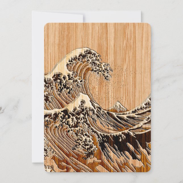 The Great Hokusai Wave Bamboo Wood Style (Front)