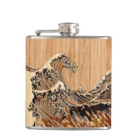 The Great Hokusai Wave Bamboo Wood Style Accent