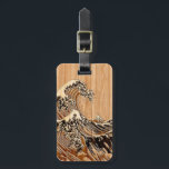 The Great Hokusai Wave Bamboo Wood Style Luggage Tag<br><div class="desc">A custom design inspired by the Great Wave of Kanagawa painted by ancient Japanese artist Hokusai. It is rendered as to look like a Bamboo Wood inlay background. Sounds good, a great gift idea. Use the "Ask this Designer" link to contact us with your special design requests or for some...</div>