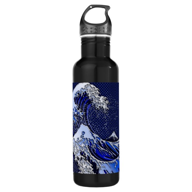 The Great Hokusai Wave Carbon Fibre Style 710 Ml Water Bottle (Front)