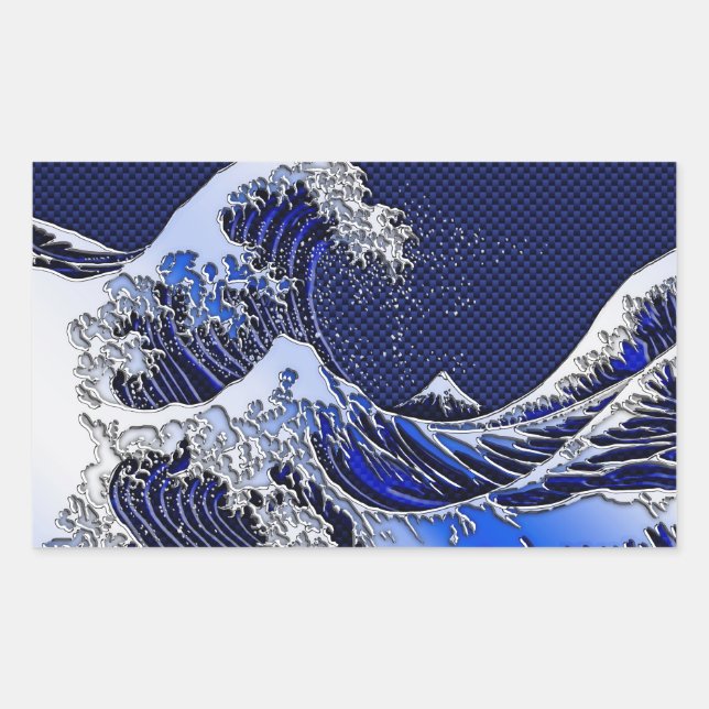 The Great Hokusai Wave Carbon Fibre Style Sticker (Front)