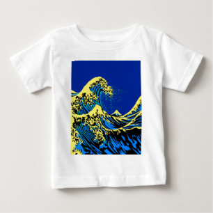 The Great Hokusai Wave in Blue Pop Art Style Baby T-Shirt