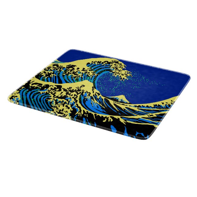 The Great Hokusai Wave in Blue Pop Art Style Cutting Board (Corner)