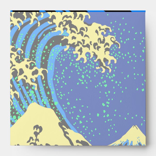 The Great Hokusai Wave in Blue Pop Art Style Envelope (Front)