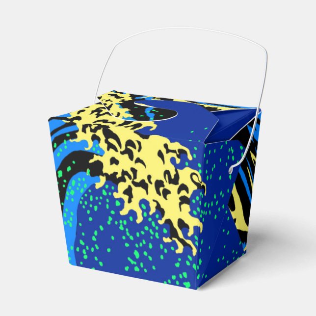 The Great Hokusai Wave in Blue Pop Art Style Favor Box (Front Side)