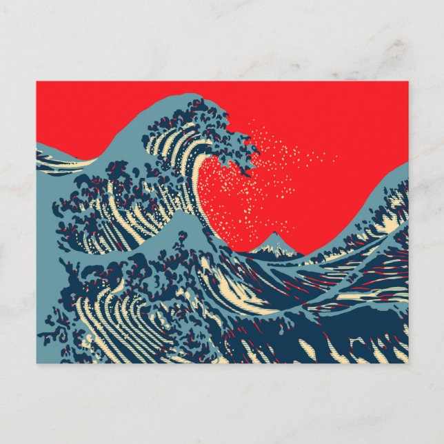 The Great Hokusai Wave in Colourful Style Postcard (Front)