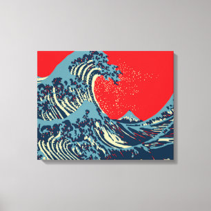 The Great Hokusai Wave in Hope Art Style Canvas Print