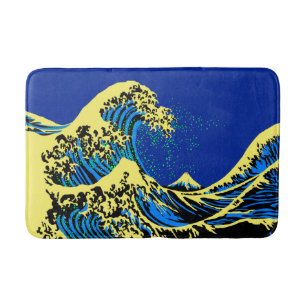 The Great Hokusai Wave in Pop Art Style Bath Mat