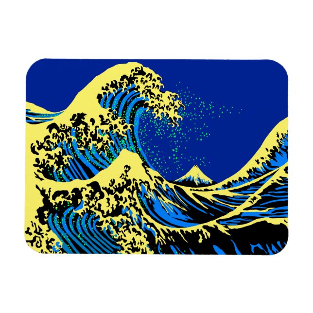 The Great Hokusai Wave in Pop Art Style Decor Magnet (Horizontal)