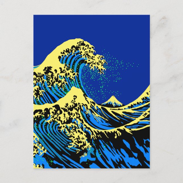 The Great Hokusai Wave in Pop Art Style Decor Postcard (Front)