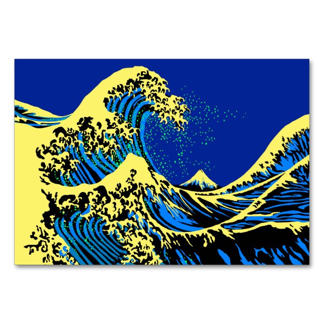 The Great Hokusai Wave in Pop Art Style Table Number (Front)