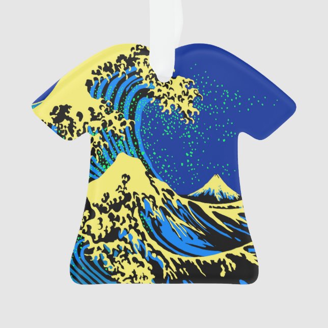 The Great Hokusai Wave in Vibrant Pop Style Ornament (Front)