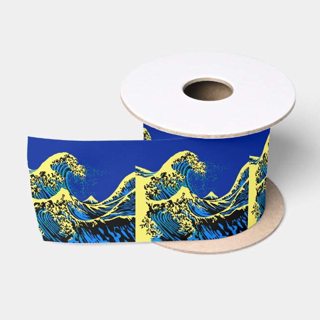 The Great Hokusai Wave in Vibrant Pop Style Satin Ribbon (Spool)