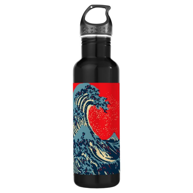 The Great Hokusai Wave in Vibrant Style 710 Ml Water Bottle (Front)