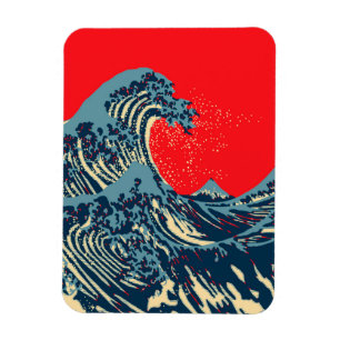 The Great Hokusai Wave in Vibrant Style Magnet