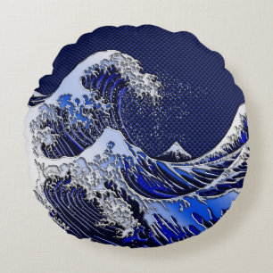 The Great Hokusai Wave Modern styles Round Pillow