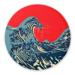 The Great Hokusai Wave Pop Decor Ceramic Knob