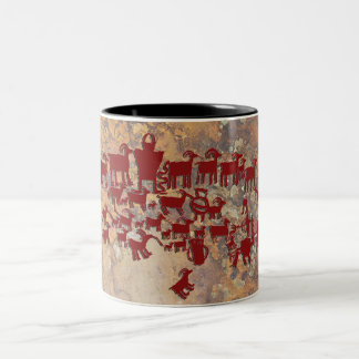 The Great Hunt Petroglyph Panel Two-Tone Coffee Mug