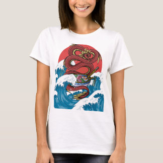 The Great kanagawa wave Red Dragon Japanese Ramen T-Shirt