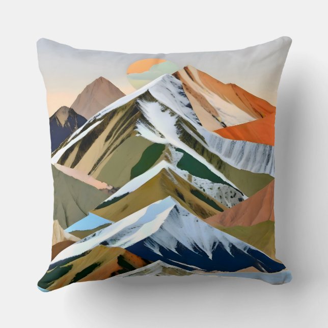 The Great Mountain Ranges Throw Pillow (Back)