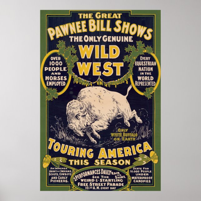 The Great Pawnee Bill Shows, Vintage Circus Poster (Front)