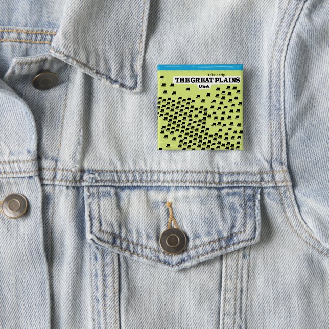 The Great Plains USA travel poster. 2 Inch Square Button (In Situ)