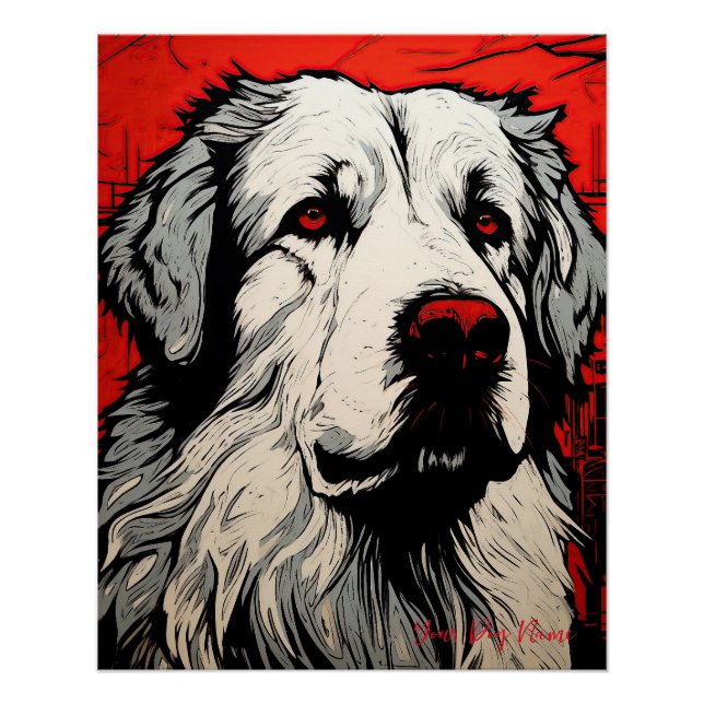 The Great Pyrenees Dog, Red and Black 003 - Ulises Poster (Front)