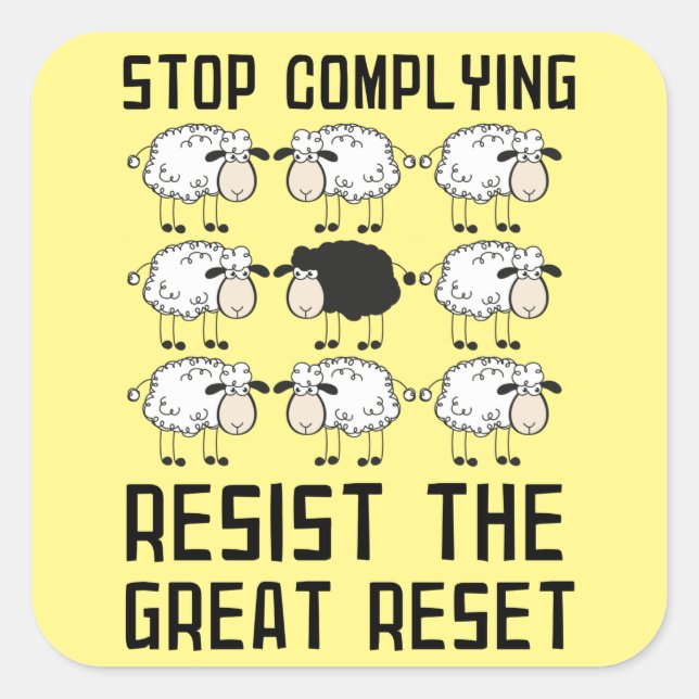 The Great Reset Build Back Better New World Order Square Sticker (Front)