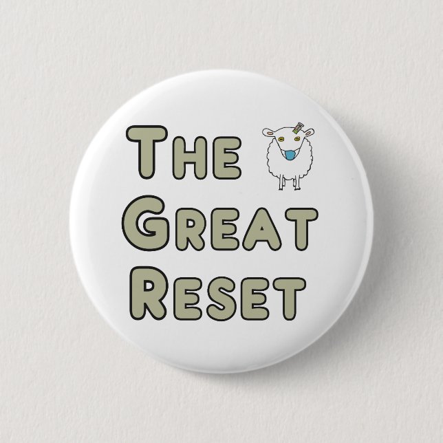 The Great Reset Sheep 2 Inch Round Button (Front)