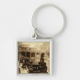 The Great Roman Bath, Bath (b/w photo) Keychain