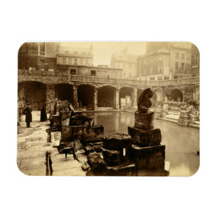The Great Roman Bath, Bath (b/w photo) Magnet