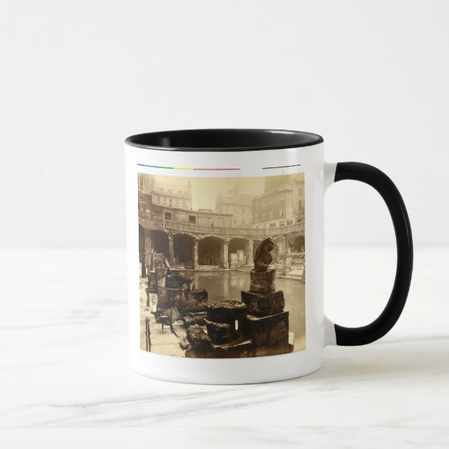 The Great Roman Bath, Bath (b/w photo) Mug (Right)