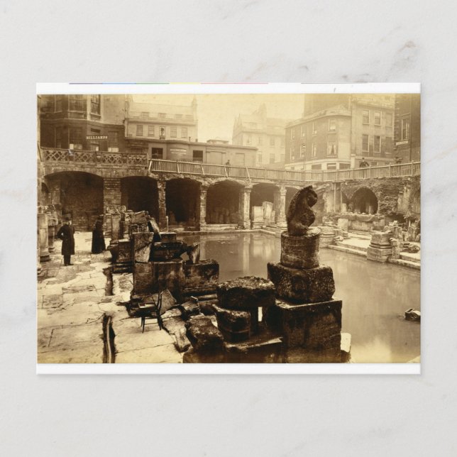 The Great Roman Bath, Bath (b/w photo) Postcard (Front)