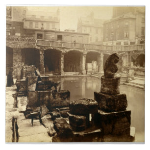 The Great Roman Bath, Bath (b/w photo) Tile