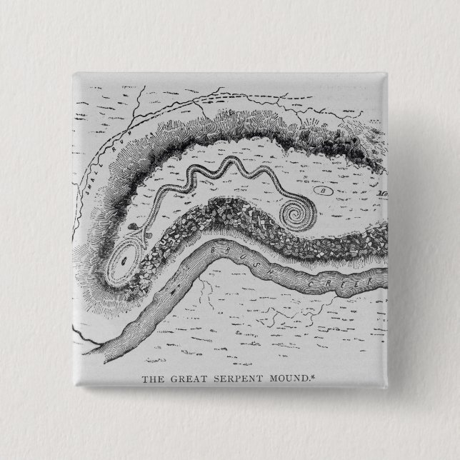 The Great Serpent Mound 2 Inch Square Button (Front)