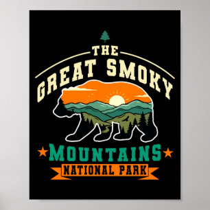 The great smoky mountains national park retro bear poster