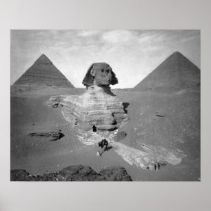 The Great Sphinx & Pyramids, 1878. Vintage Photo Poster