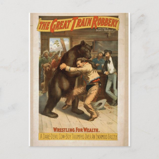 The Great Train Robbery, 'Wrestling for Wealth' Postcard (Front)