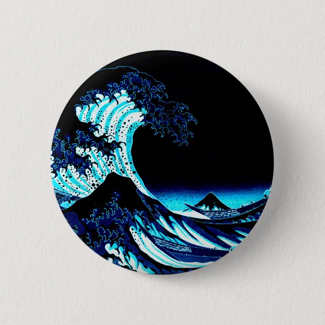 The Great Wave 2 Inch Round Button (Front)