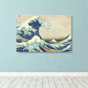The Great Wave by Hokusai, Vintage Wood Block Art Canvas Print