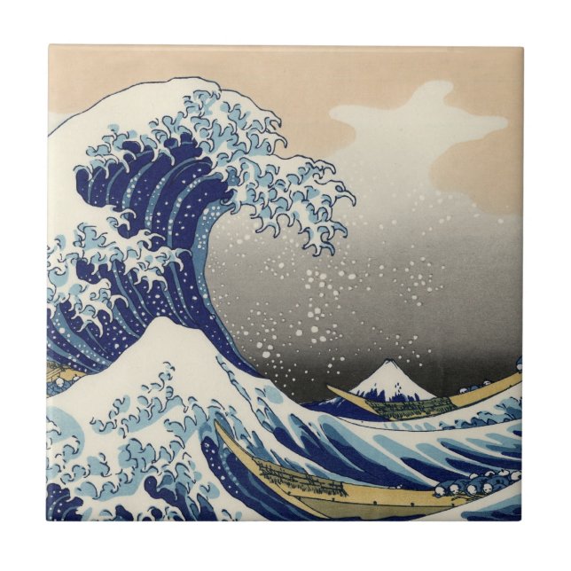"The Great Wave" copy of Hokusai's original c.1930 Tile (Front)