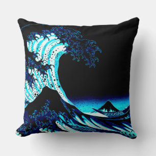 The Great Wave Deep Blue Throw Pillow