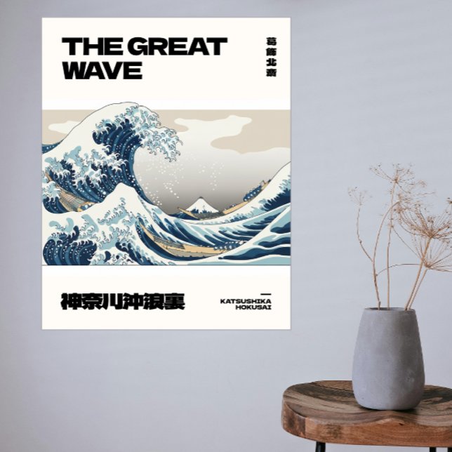 The Great Wave Hokusai Contemporary Minimal Poster (Bring to your space a piece of art and nature carefully designed to create a window onto Japan)