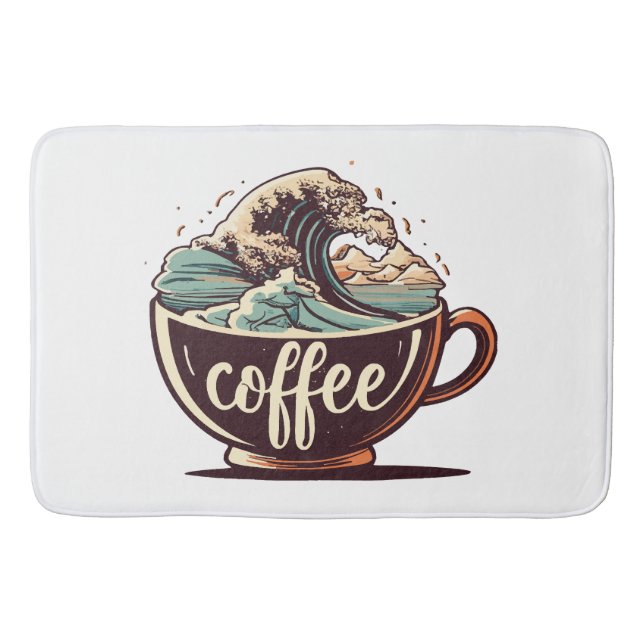 The Great Wave Of Coffee Bath Mat (Front)