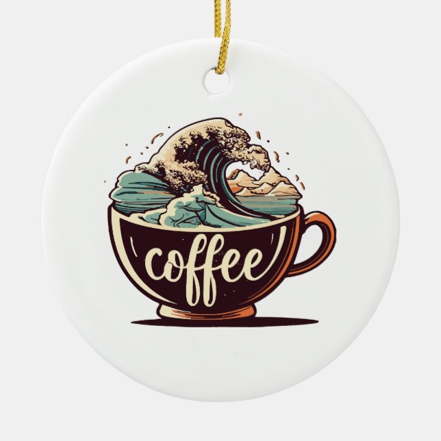 The Great Wave Of Coffee Ceramic Ornament (Front)