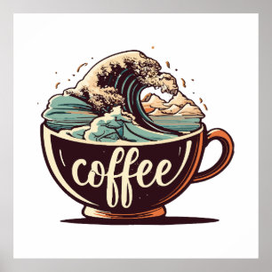 The Great Wave Of Coffee Poster