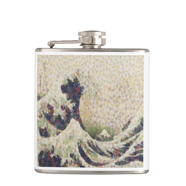 The Great Wave Of Honeydew Melon Fine Art Spoof Hip Flask (Front)