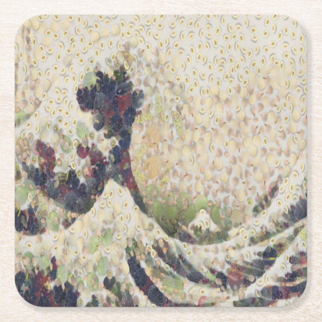The Great Wave Of Honeydew Melon Fine Art Spoof Square Paper Coaster (Front)