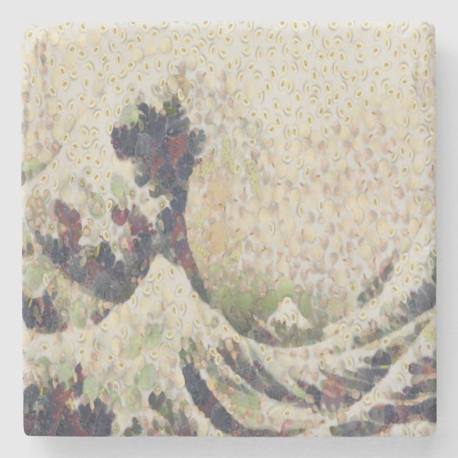 The Great Wave Of Honeydew Melon Fine Art Spoof Stone Coaster (Front)